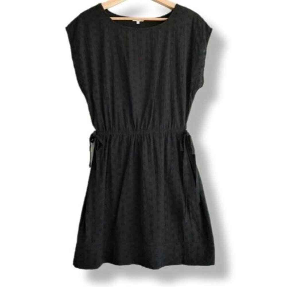 ELORIE Floral Embroidered Eyelet Sleeveless Mini Black Dress Sz M